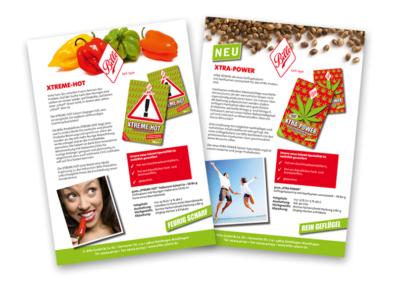 H. Bille Salesblatt Xtreme-Produktserie